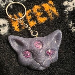 Purple and Blue Third Eye Cat Keychain
